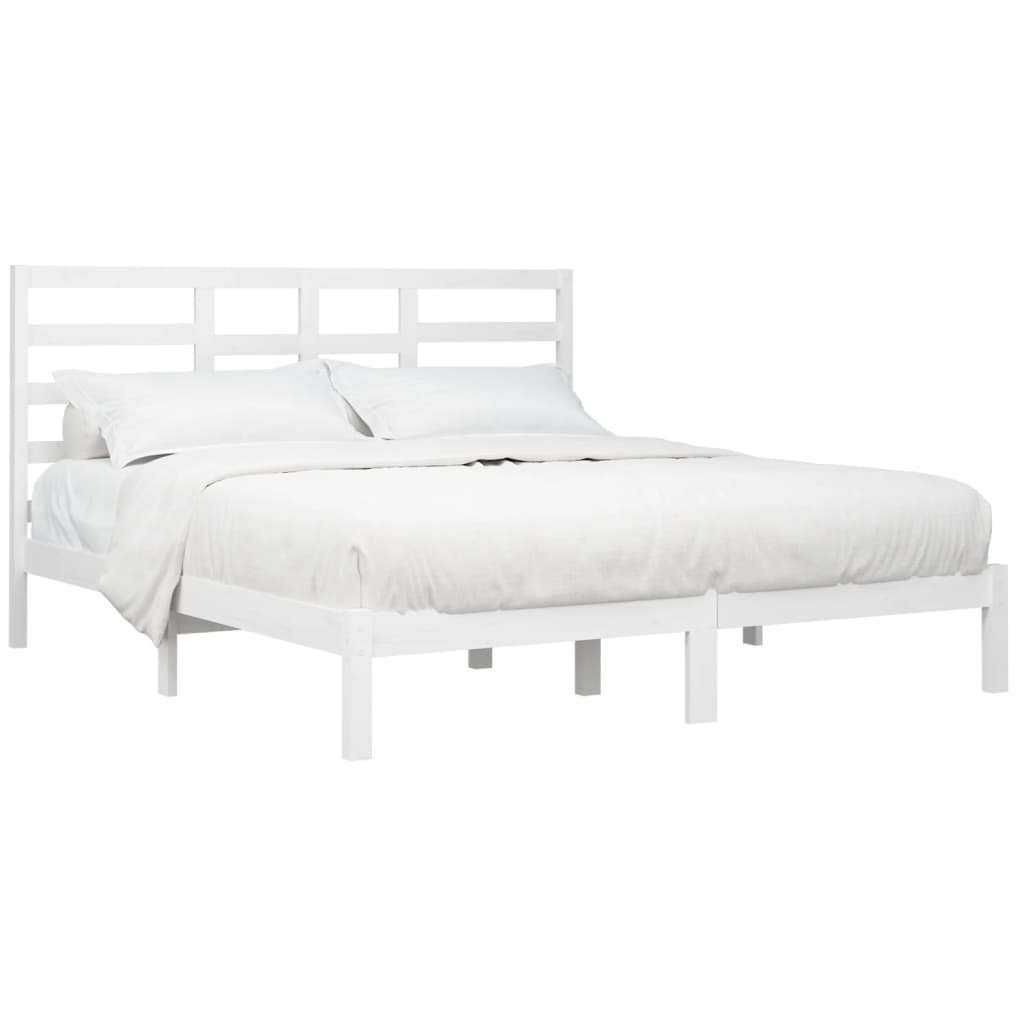 vidaXL Cadre de lit Blanc Bois massif 180x200 cm Super King