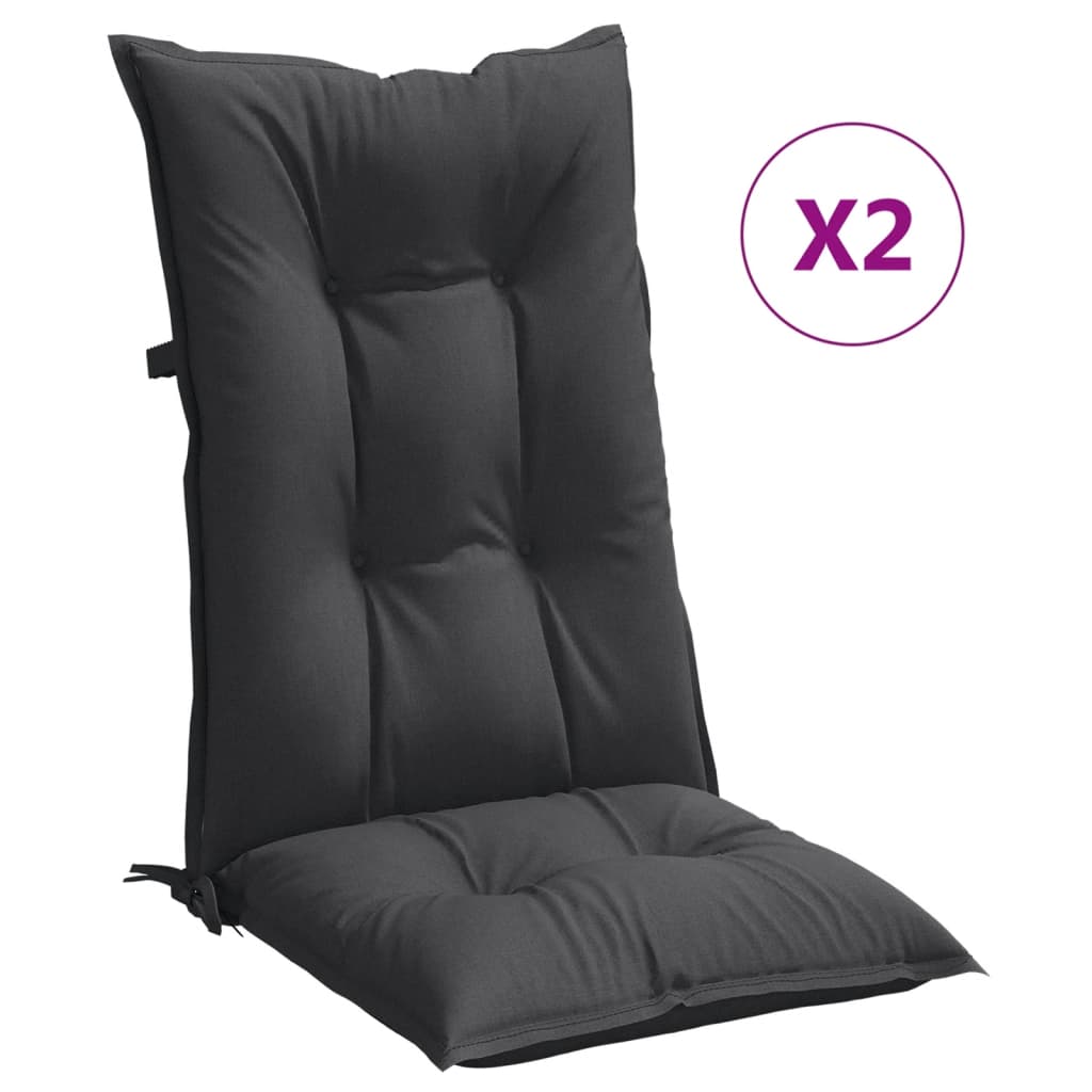 vidaXL Coussins de chaise à dossier haut lot de 2 anthracite mélangé