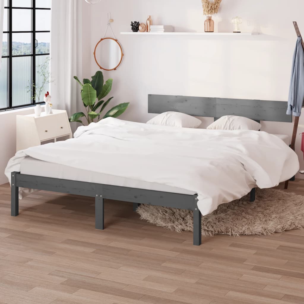 vidaXL Cadre de lit sans matelas gris bois massif 160x200 cm