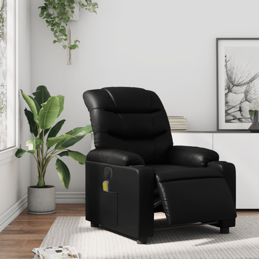 vidaXL Fauteuil de massage inclinable électrique noir similicuir