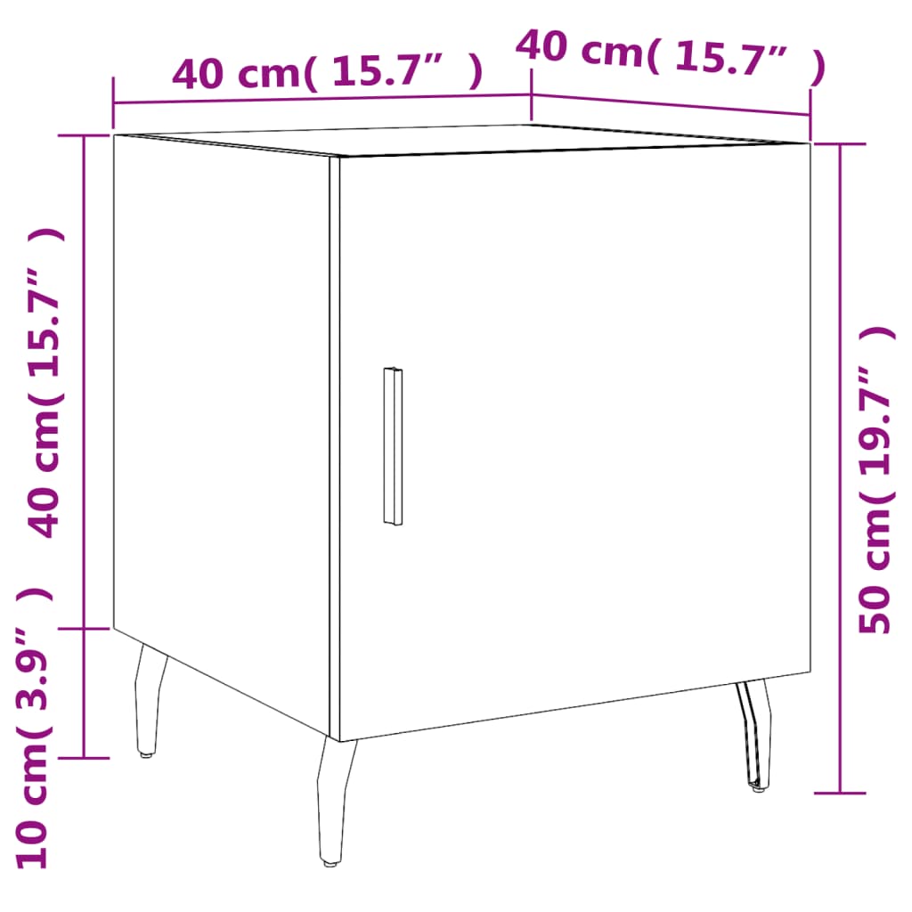 vidaXL Tables de chevet 2 pcs noir 40x40x50 cm bois d’ingénierie