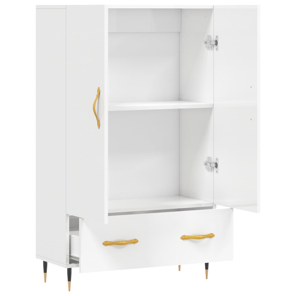 vidaXL Buffet haut blanc brillant 69,5x31x115 cm bois d'ingénierie