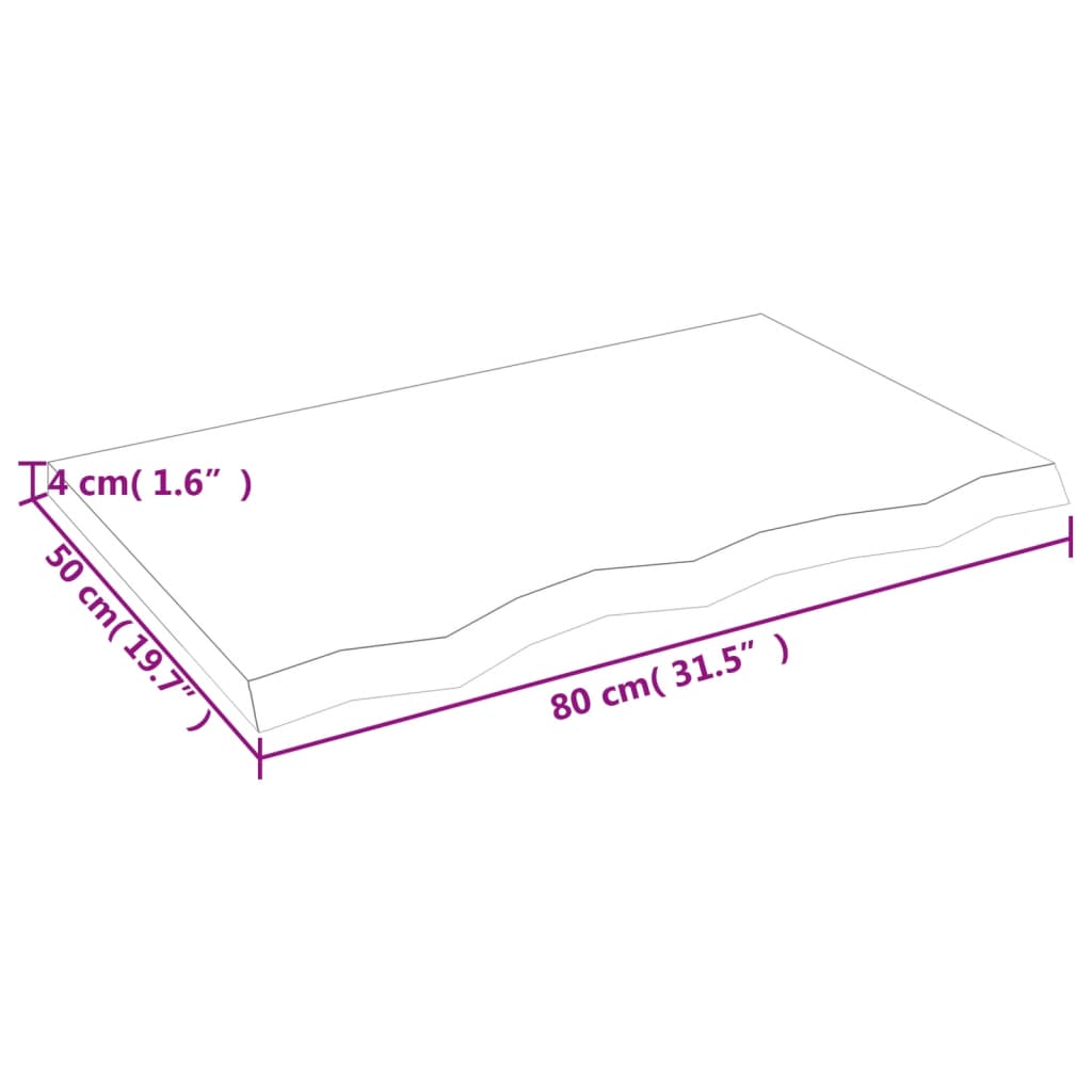 vidaXL Dessus de table 80x50x(2-4) cm bois de chêne massif non traité