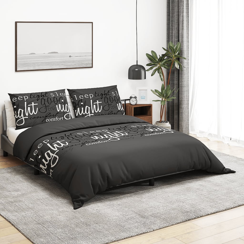 vidaXL Ensemble de housse de couette Noir 200x200 cm Coton