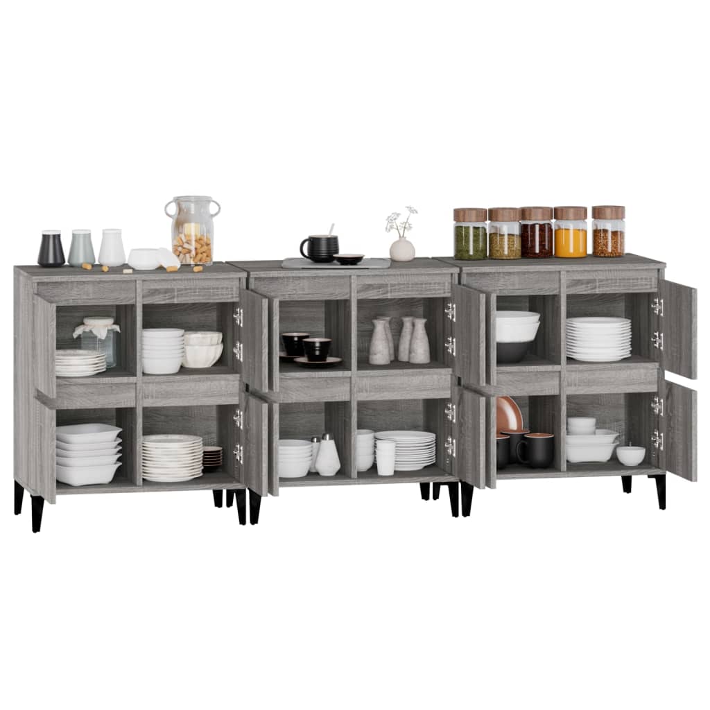 vidaXL Buffets 3 pcs sonoma gris 60x35x70 cm bois d'ingénierie