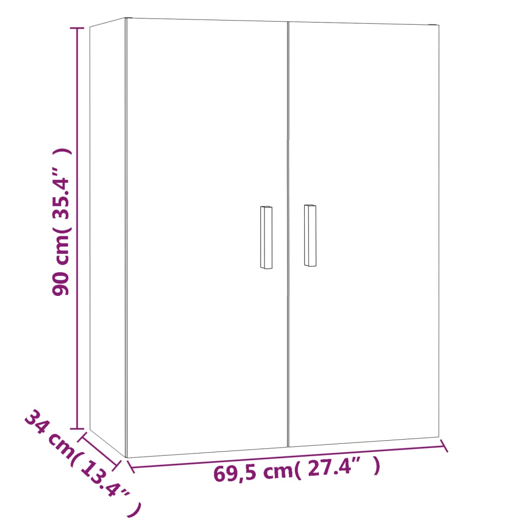 vidaXL Armoire murale suspendue Blanc brillant 69,5x34x90 cm