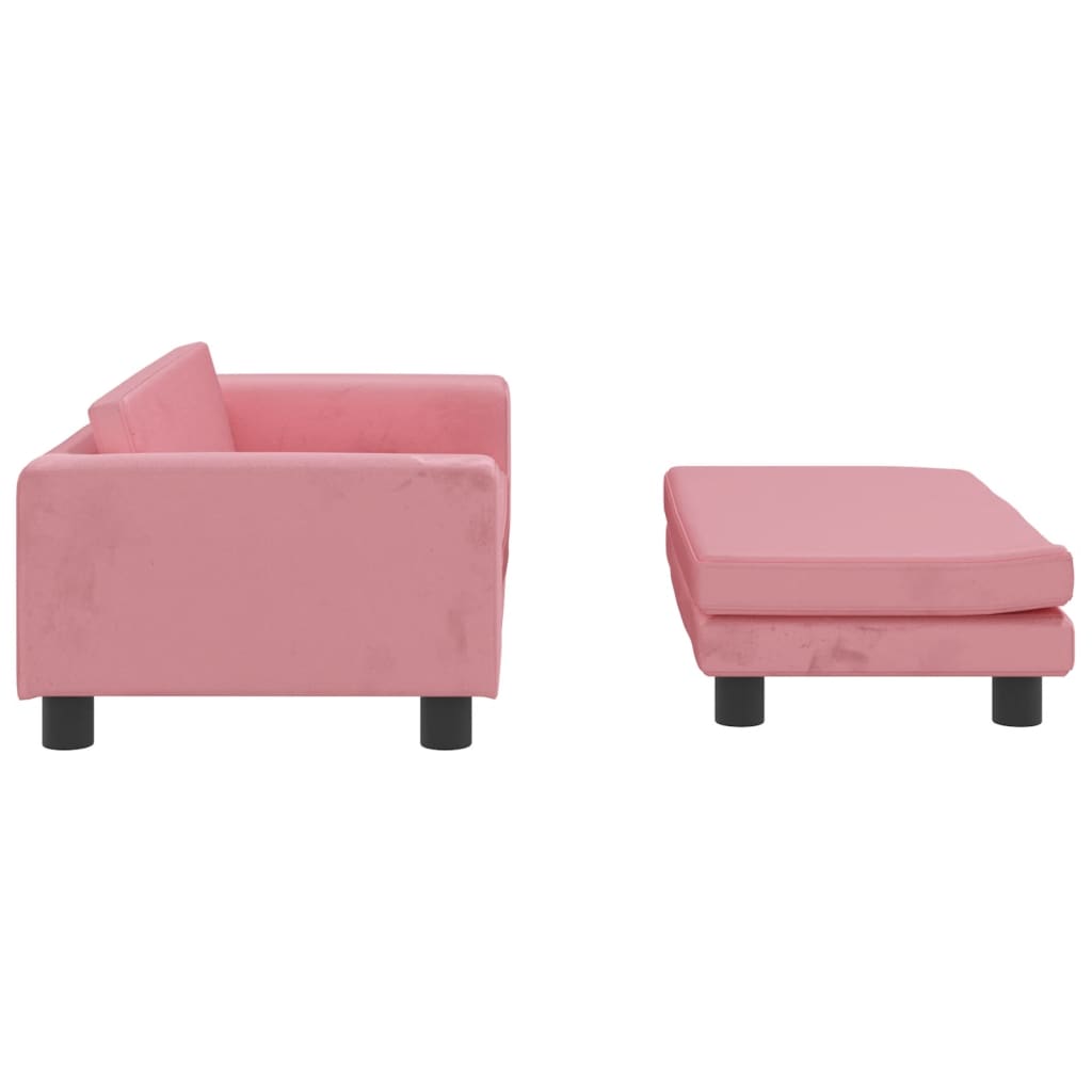 vidaXL Canapé avec repose-pied pour enfants rose 100x50x30 cm velours