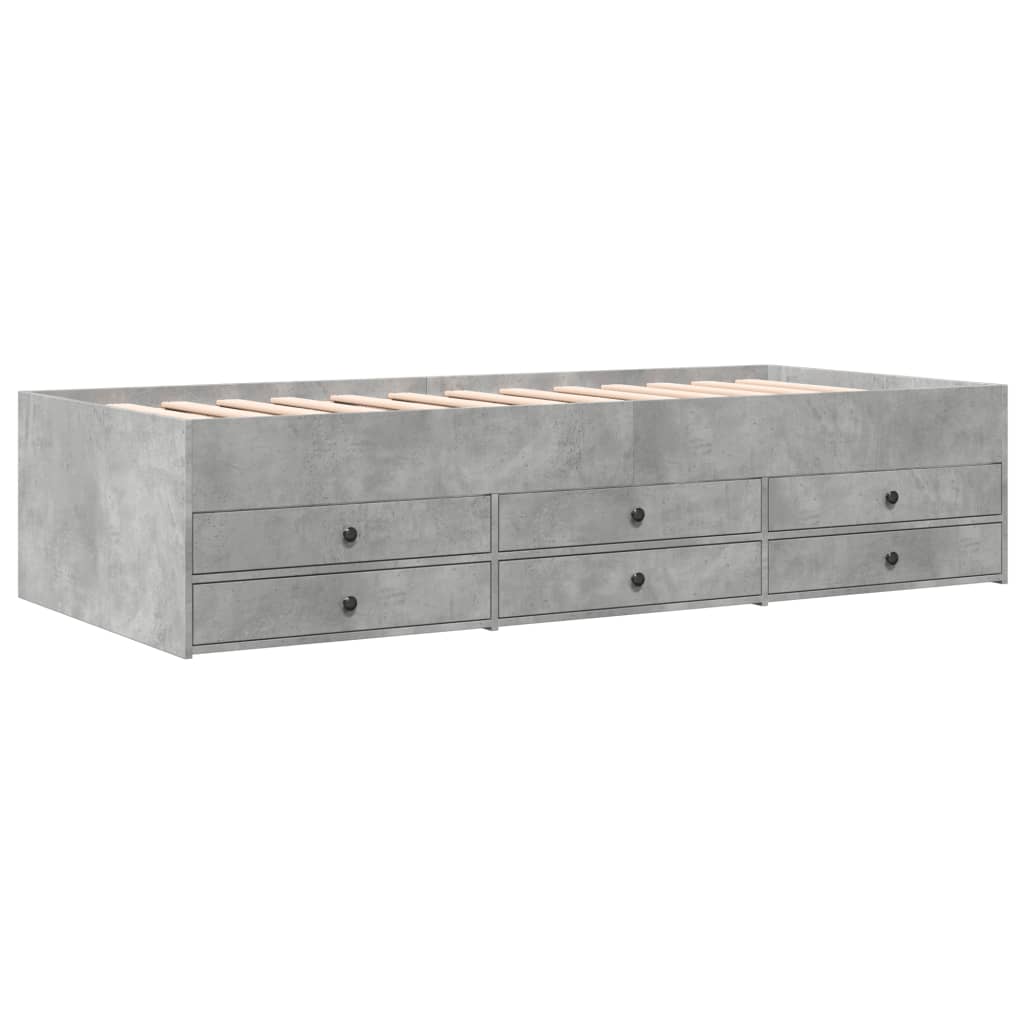 vidaXL Lit de jour avec tiroirs sans matelas gris béton 75x190 cm