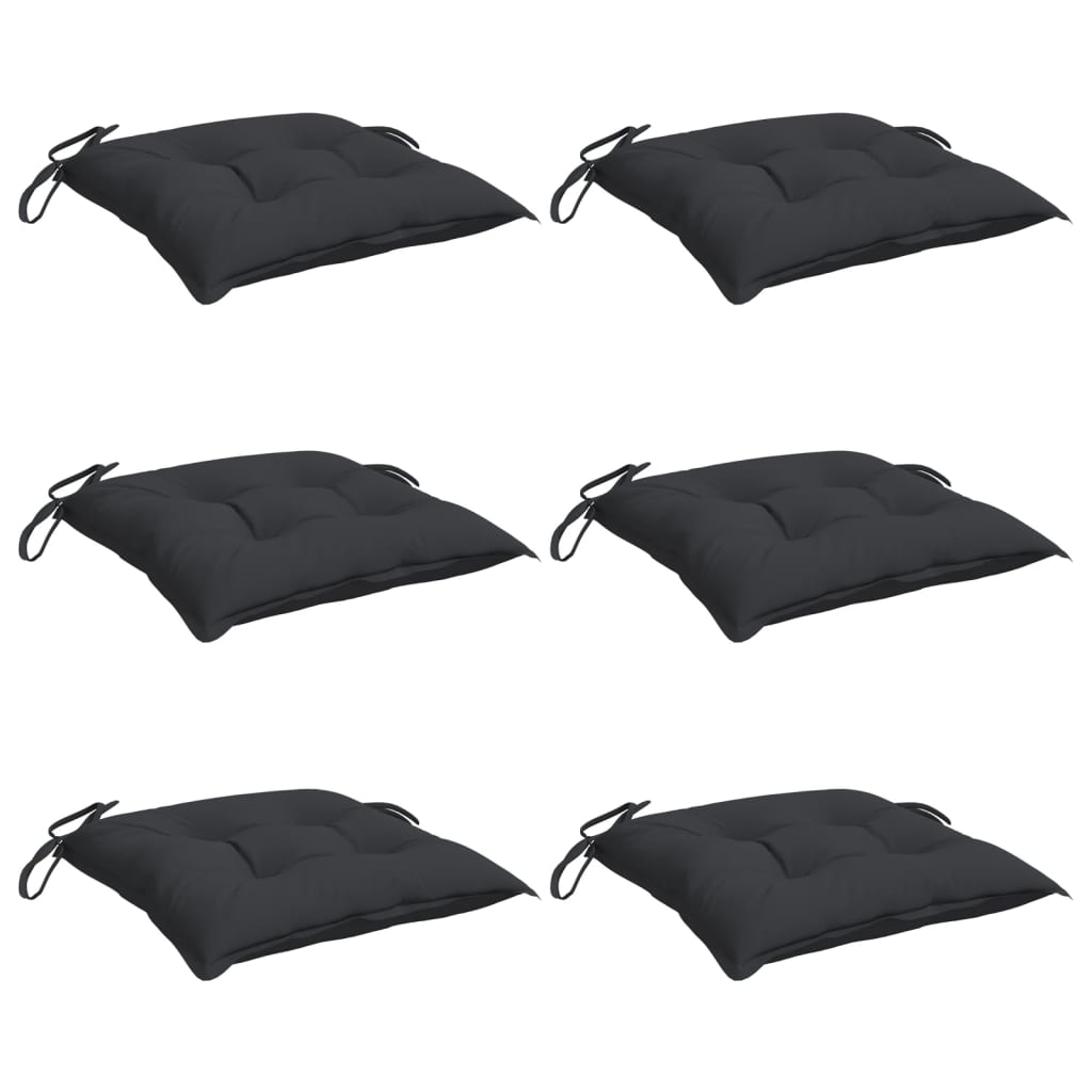 vidaXL Coussins de chaise lot de 6 noir 50x50x7 cm tissu oxford