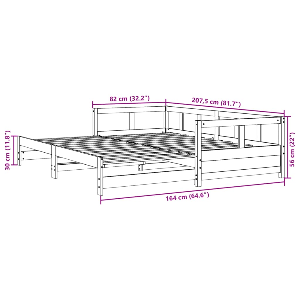 vidaXL Lit de jour sans matelas 80x200 cm bois de pin massif