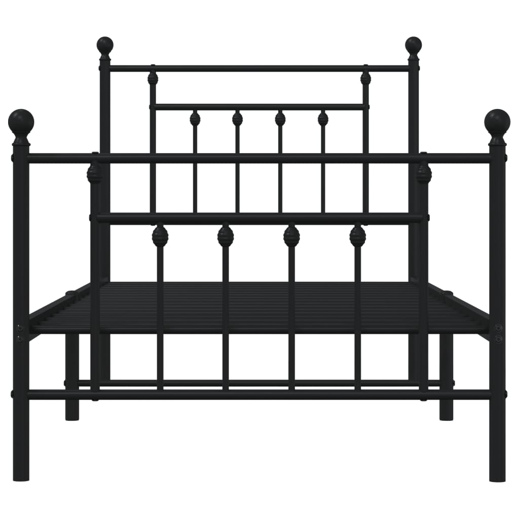 vidaXL Cadre de lit métal sans matelas avec pied de lit noir 90x190 cm