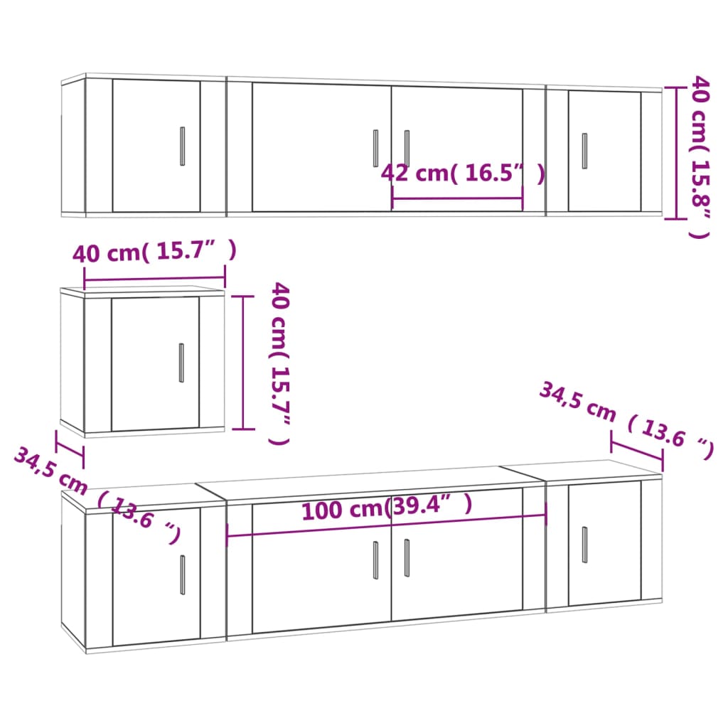 vidaXL Ensemble de meubles TV 7 pcs Blanc Bois d'ingénierie