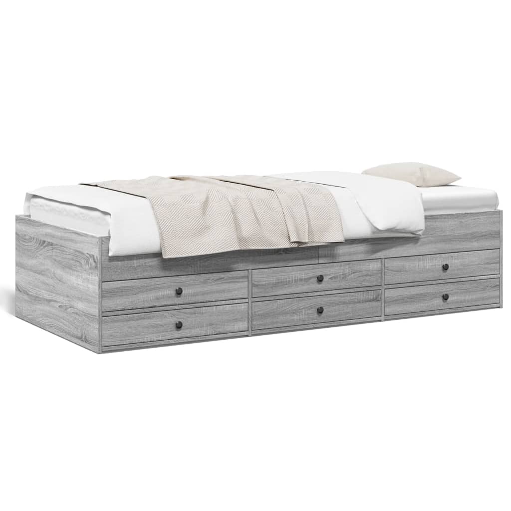 vidaXL Lit de jour avec tiroirs sans matelas sonoma gris 75x190 cm