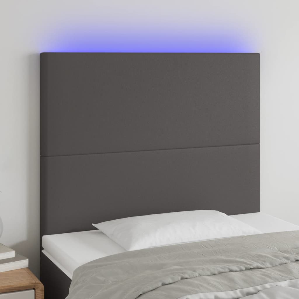 vidaXL Tête de lit à LED Gris 100x5x118/128 cm Similicuir