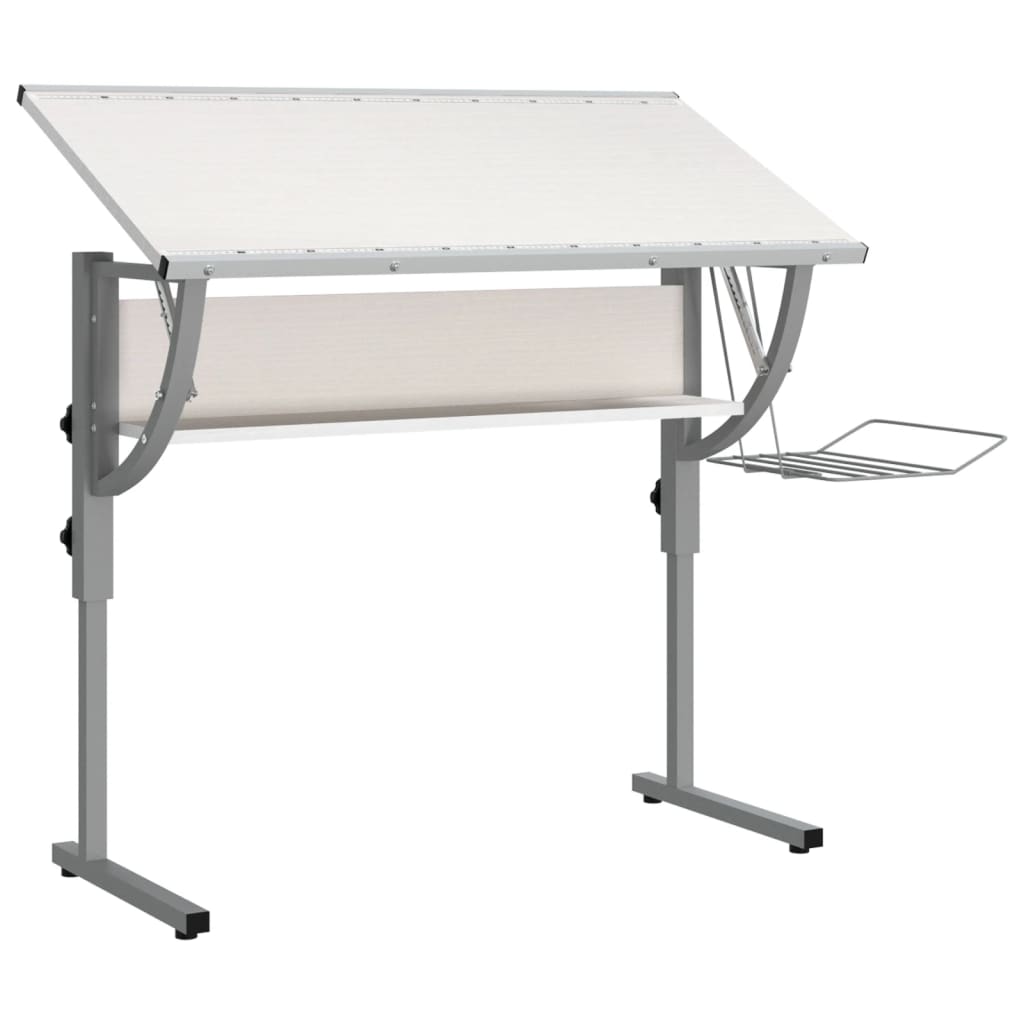 vidaXL Bureau d'artisanat blanc et gris 110x53x(58-87) cm