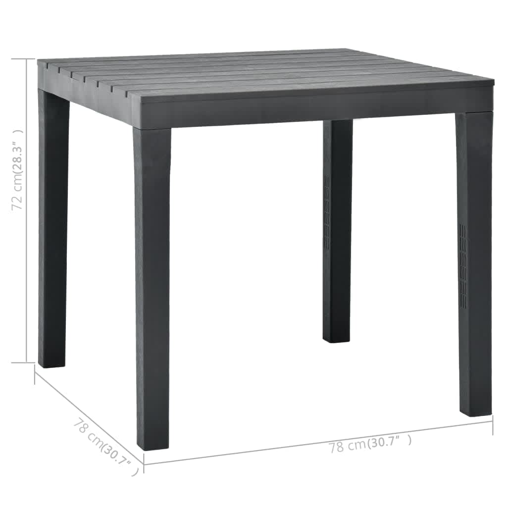 vidaXL Table de jardin avec 2 bancs Plastique Anthracite