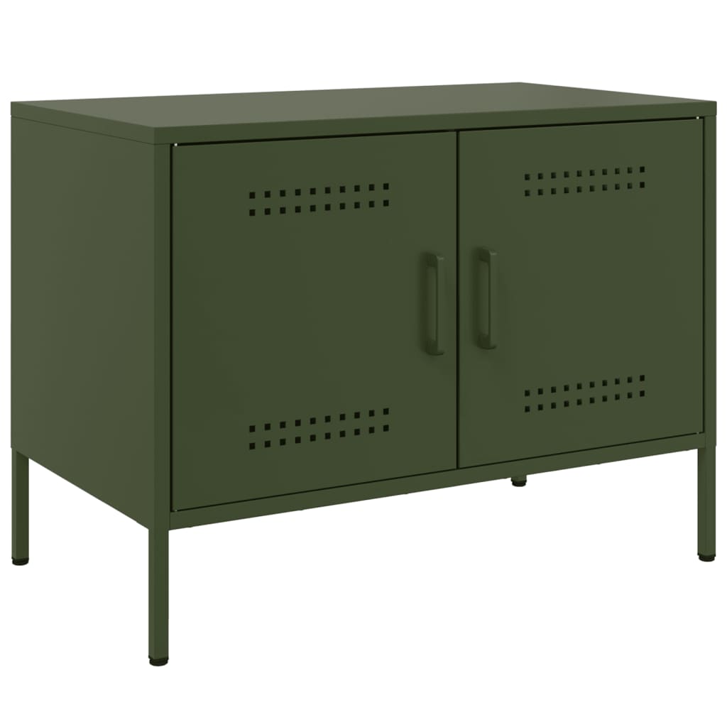 vidaXL Meuble TV vert olive 68x39x50,5 cm acier