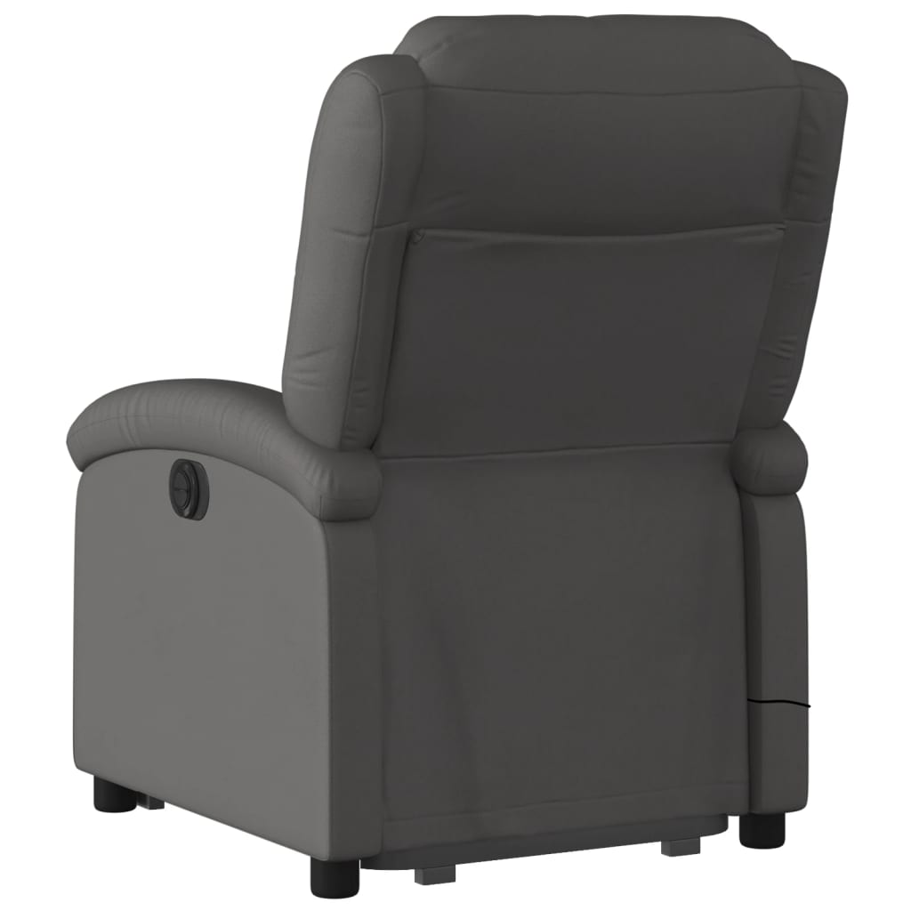 vidaXL Fauteuil inclinable de massage électrique gris cuir véritable