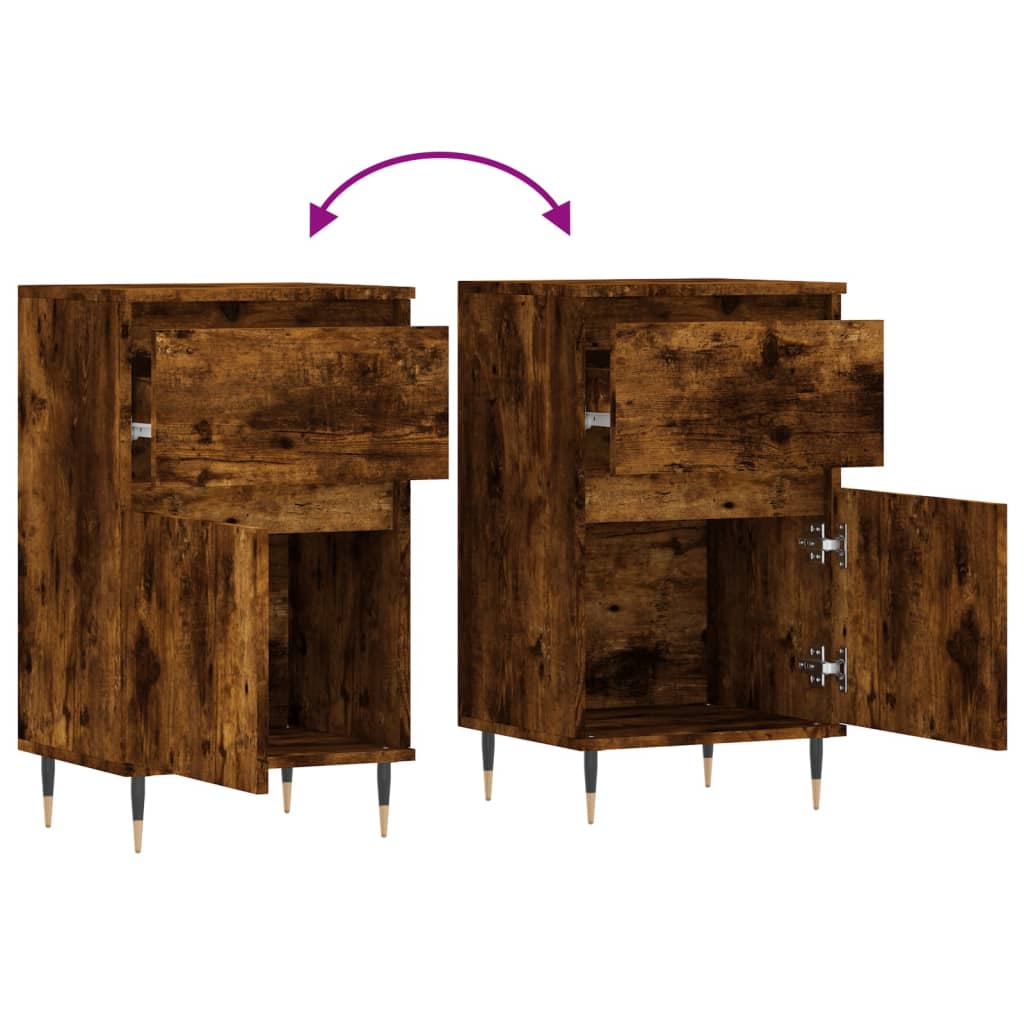 vidaXL Buffets 2 pcs chêne fumé 40x35x70 cm bois d'ingénierie