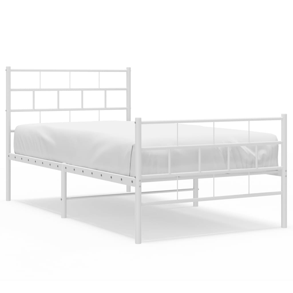 vidaXL Cadre de lit métal sans matelas et pied de lit blanc 100x200 cm