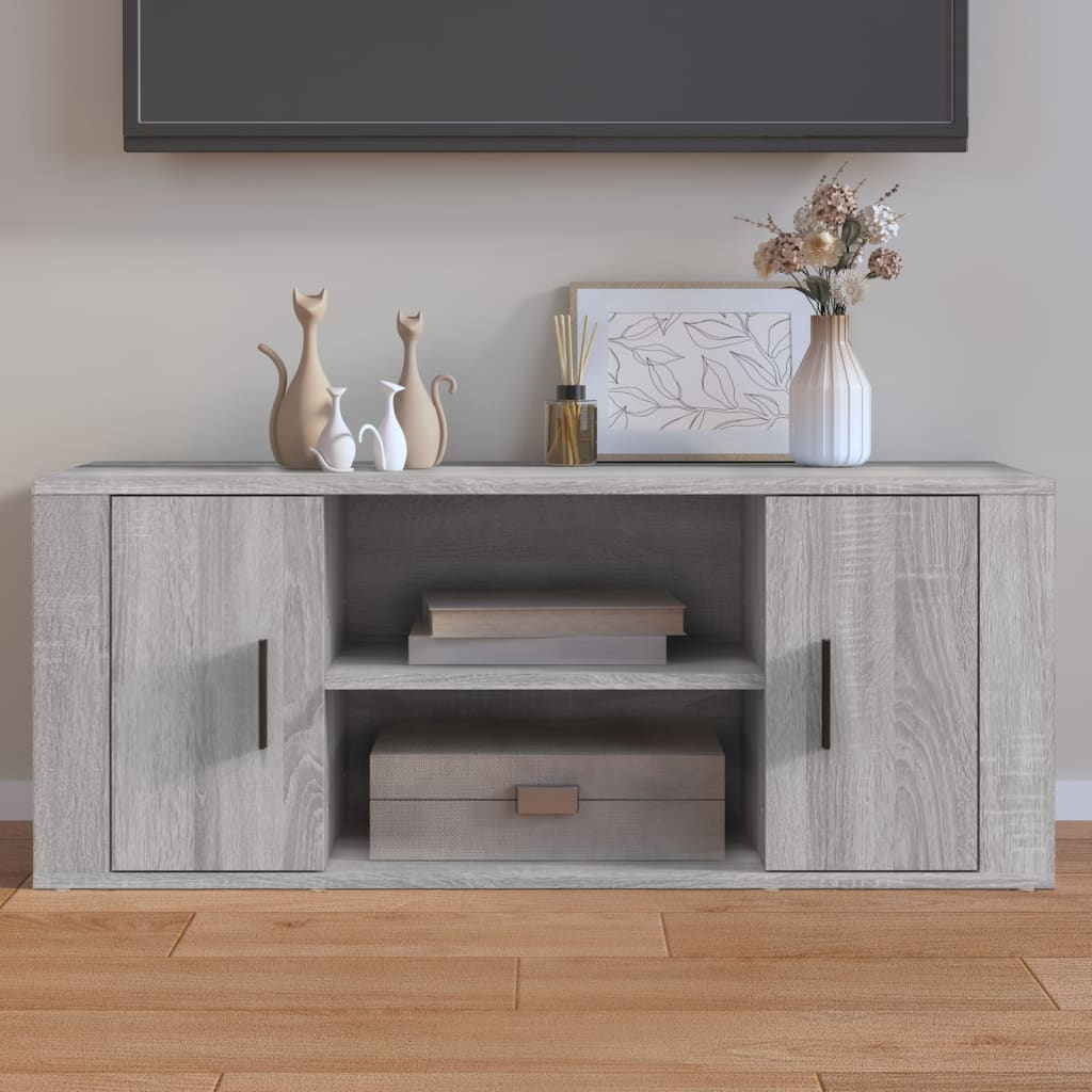 vidaXL Meuble TV Sonoma gris 100x35x40 cm Bois d'ingénierie