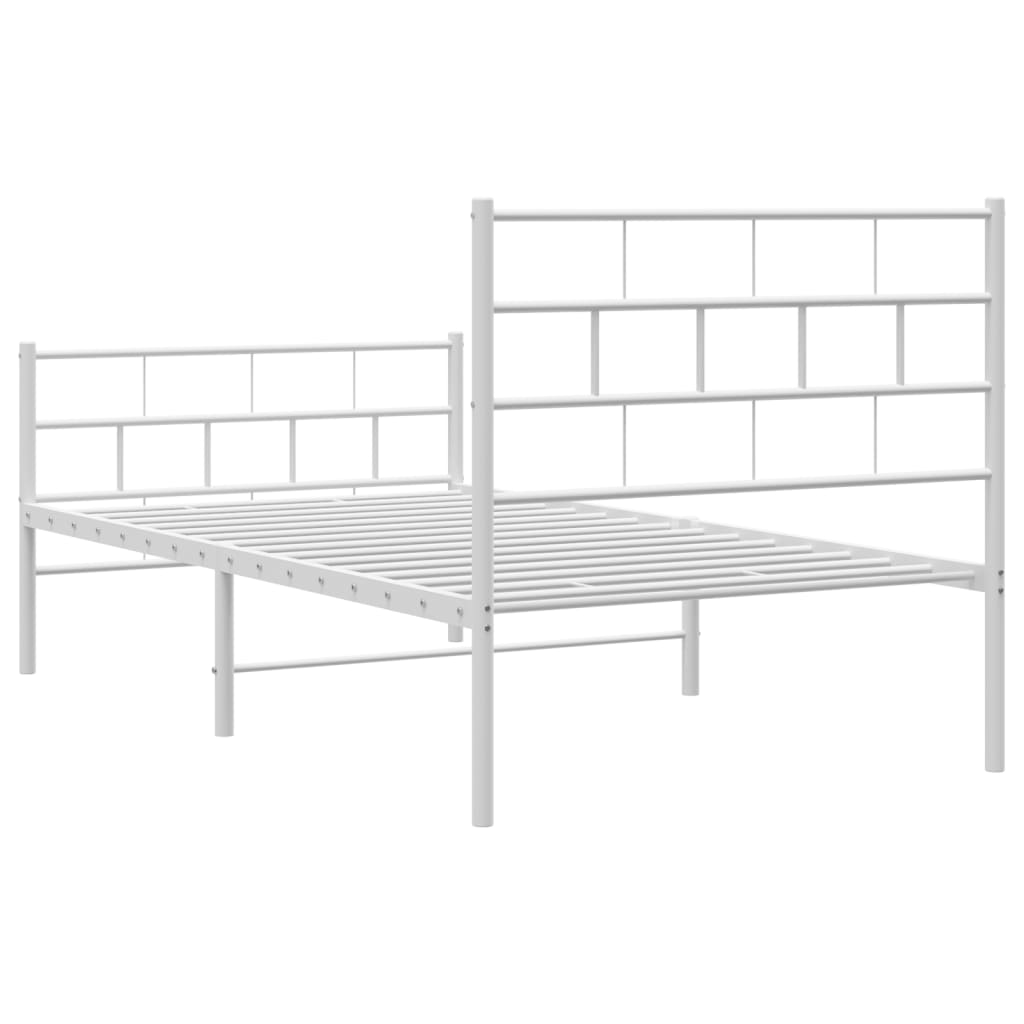 vidaXL Cadre de lit métal sans matelas avec pied de lit blanc 75x190cm