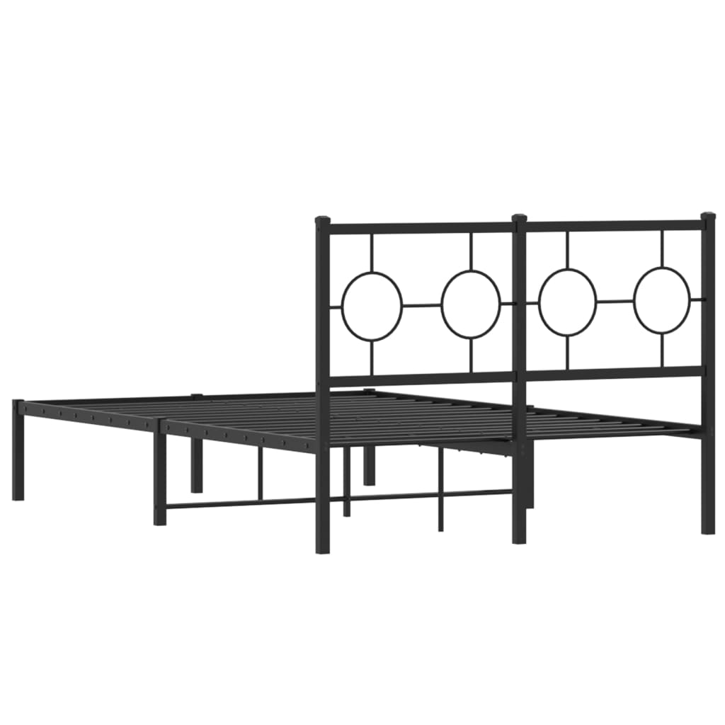 vidaXL Cadre de lit métal sans matelas avec tête de lit noir 120x190cm