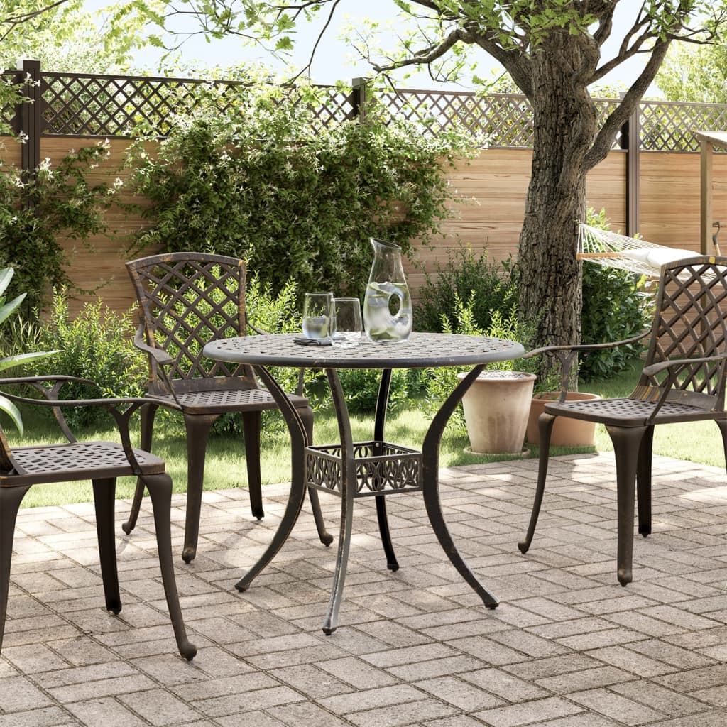 vidaXL Table de jardin bronze Ø90x75 cm aluminium coulé