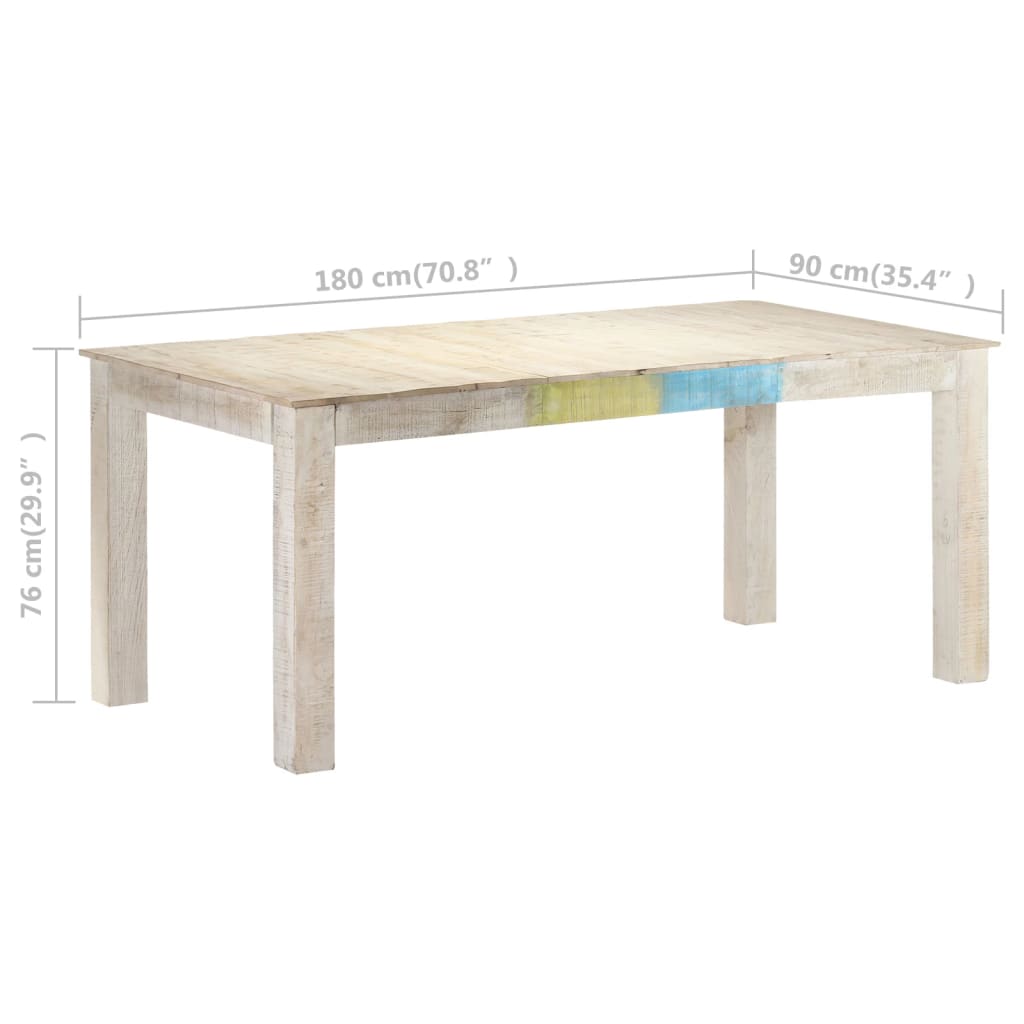 vidaXL Table à manger blanc 180x90x76 cm Bois de manguier massif