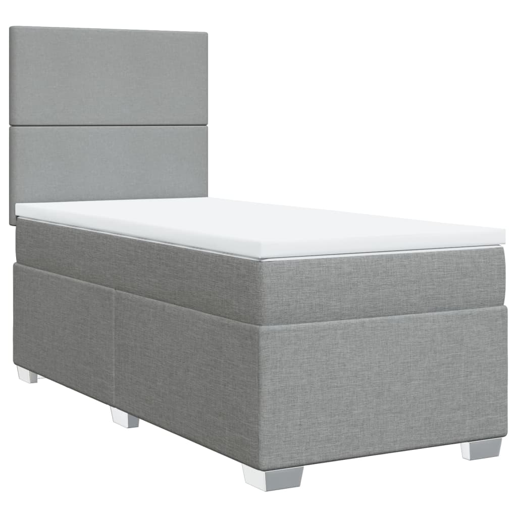 vidaXL Sommier à lattes de lit avec matelas Gris clair 90x200 cm Tissu