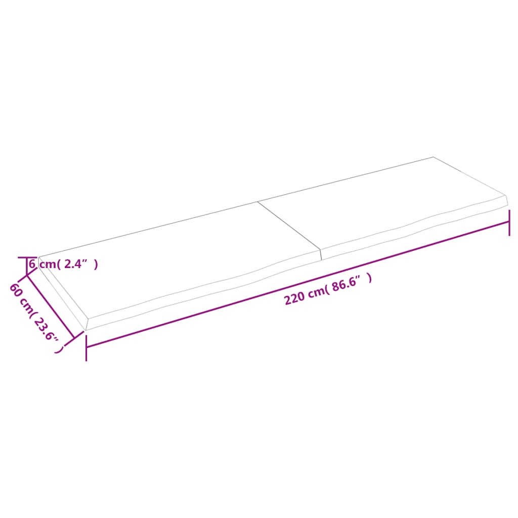 vidaXL Dessus de table marron foncé bois chêne massif traité