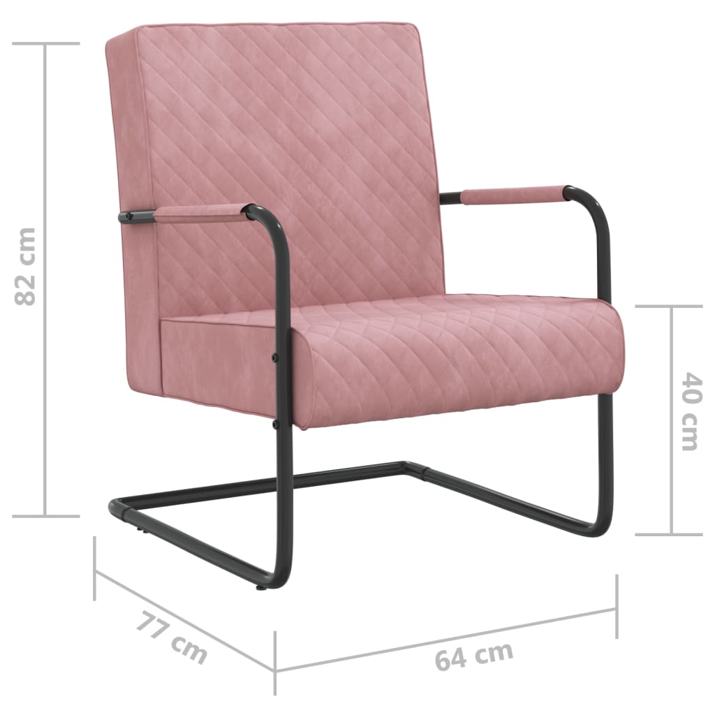 vidaXL Chaise cantilever Rose Velours