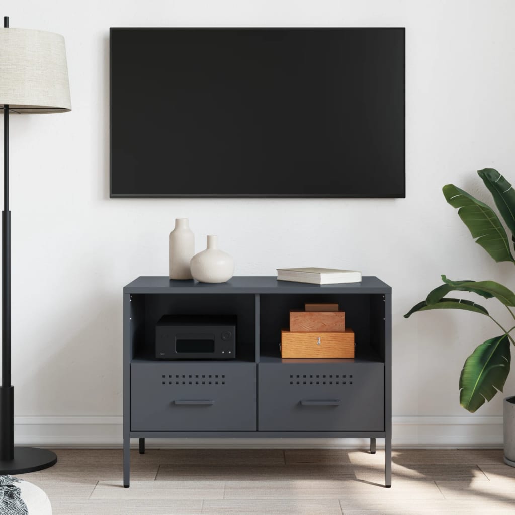 vidaXL Meuble TV anthracite 68x39x50,5 cm acier