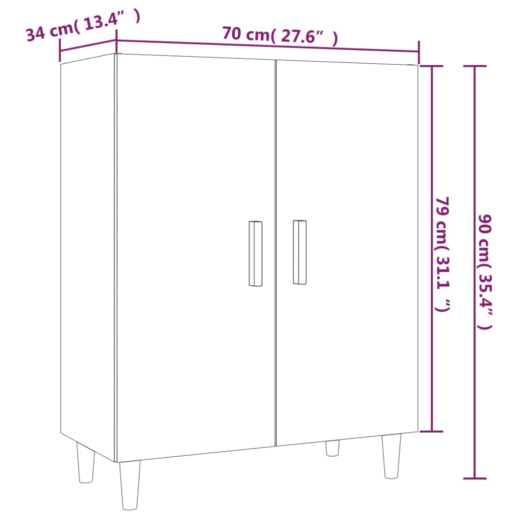 vidaXL Buffet Sonoma gris 70x34x90 cm Bois d'ingénierie