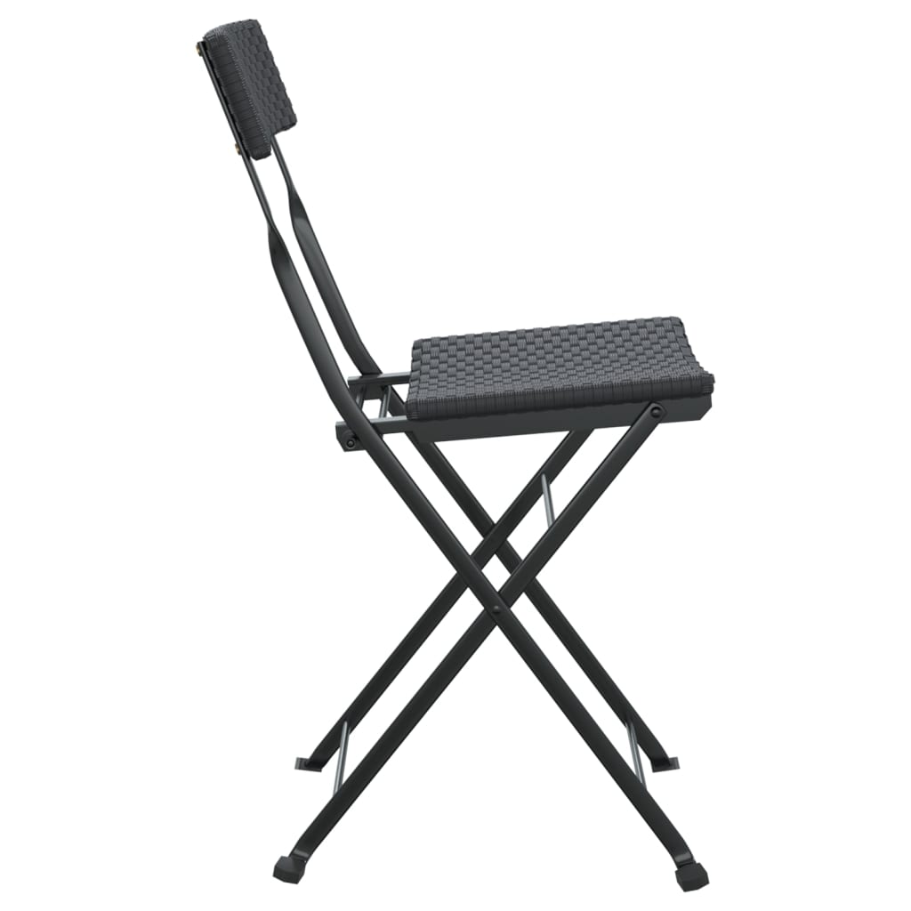 vidaXL Chaises de bistrot pliantes lot de 2 Noir Résine tressée acier