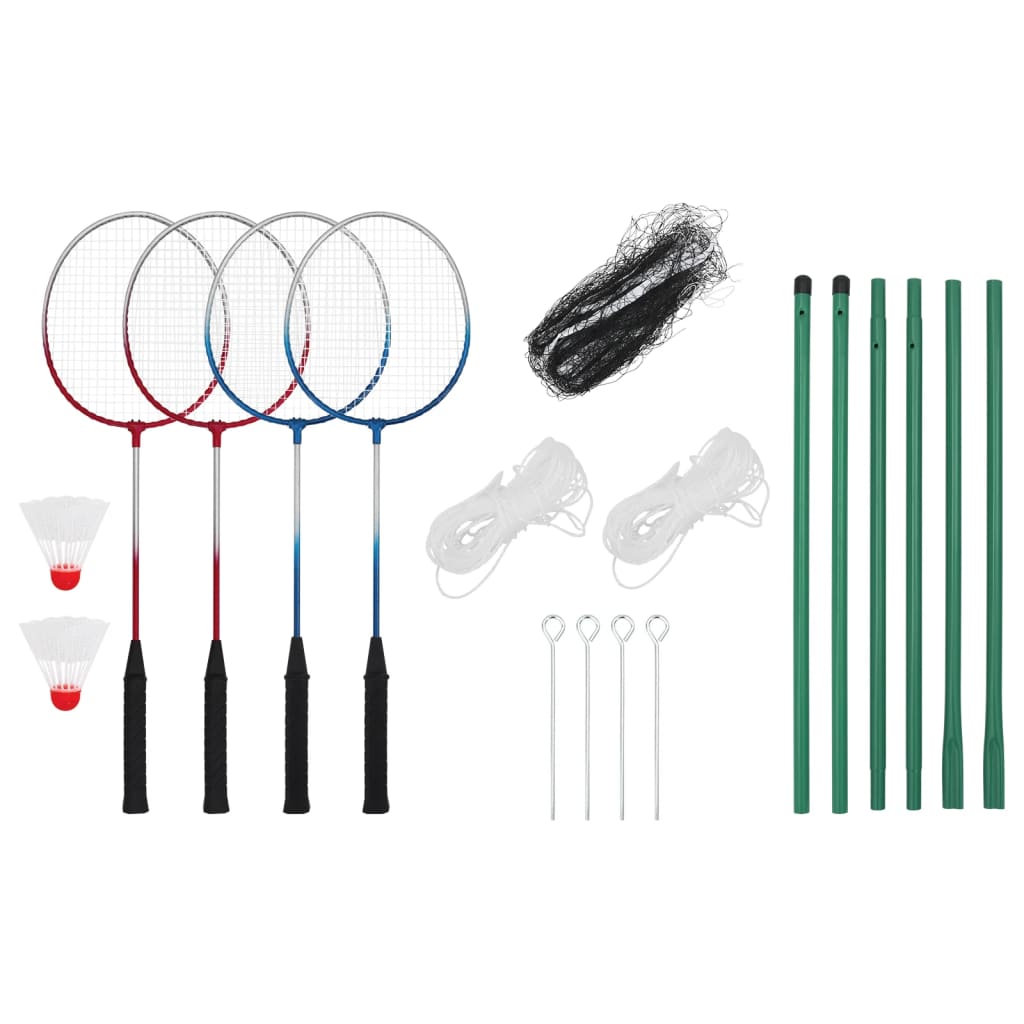 vidaXL Set de badminton avec 4 raquettes et filet 620x151 cm