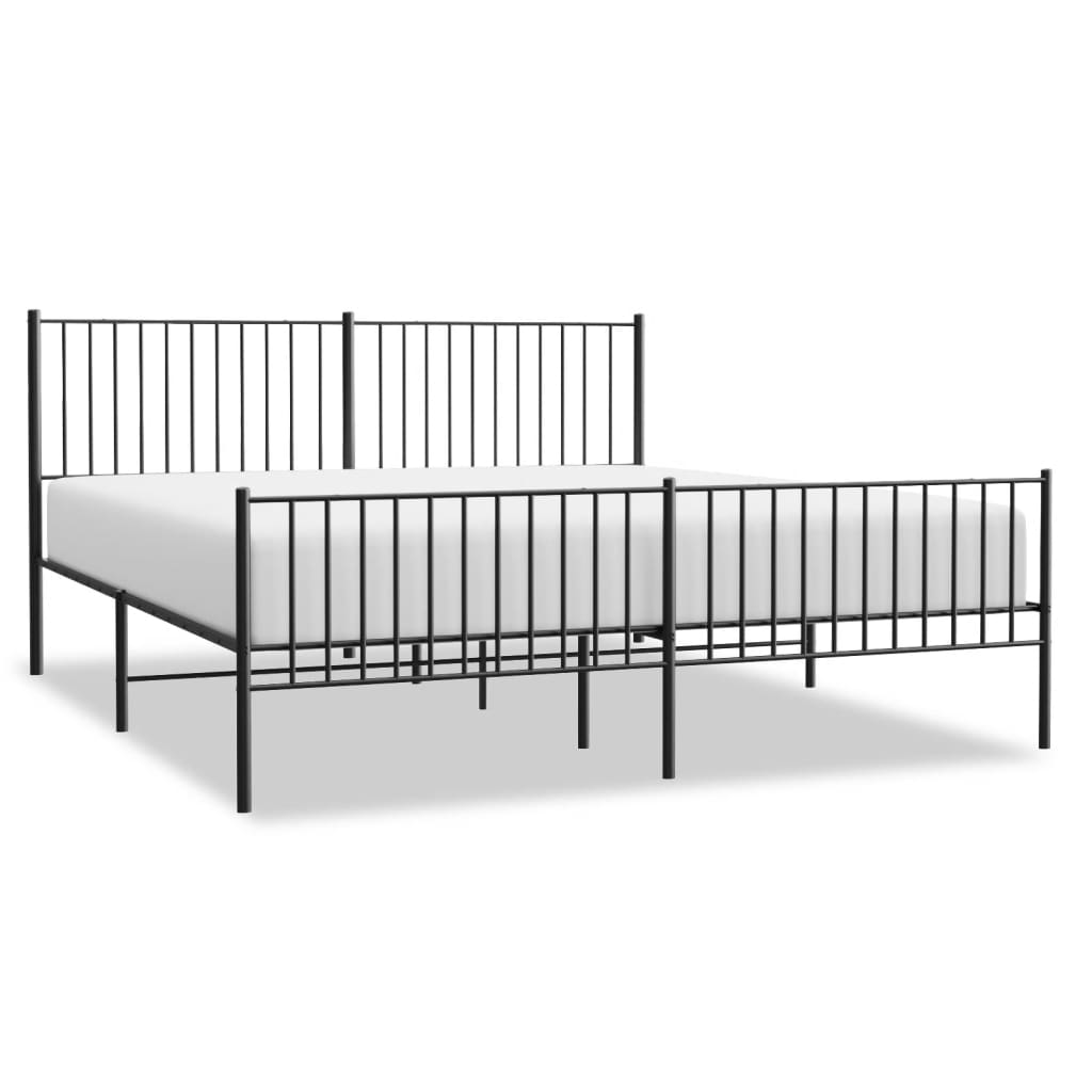 vidaXL Cadre de lit métal sans matelas avec pied de lit noir 180x200cm