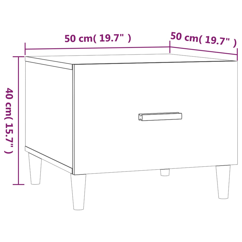 vidaXL Table basse Chêne marron 50x50x40 cm Bois d'ingénierie