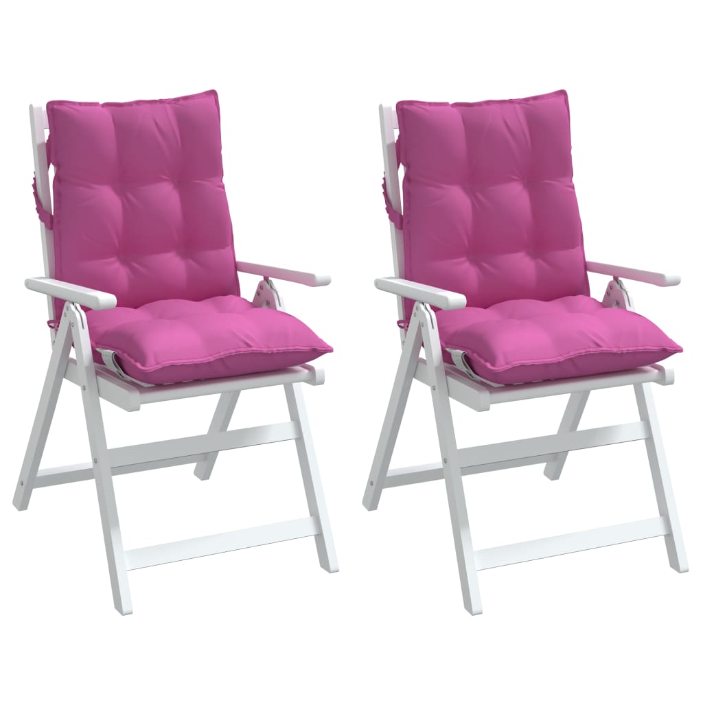 vidaXL Coussins de chaise à dossier bas lot de 2 rose tissu oxford