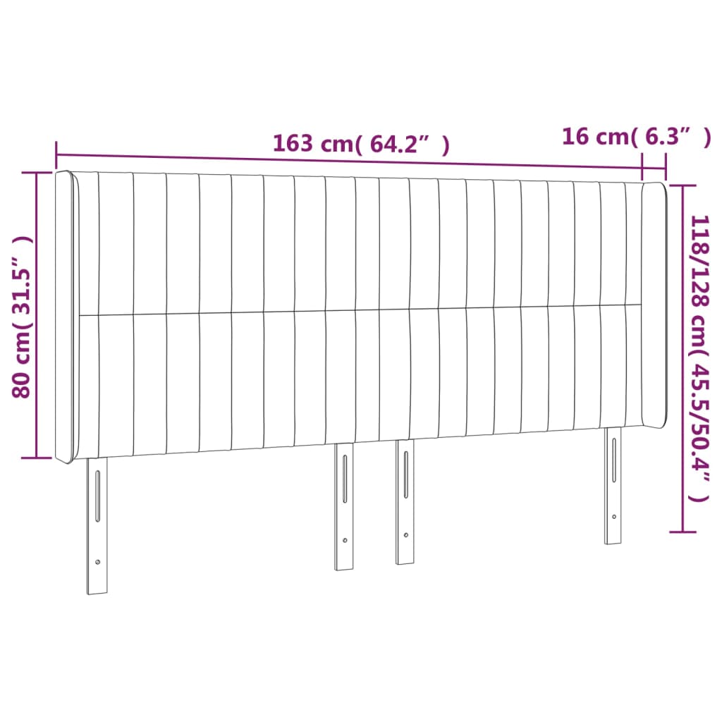 vidaXL Tête de lit à LED Vert foncé 163x16x118/128 cm Velours