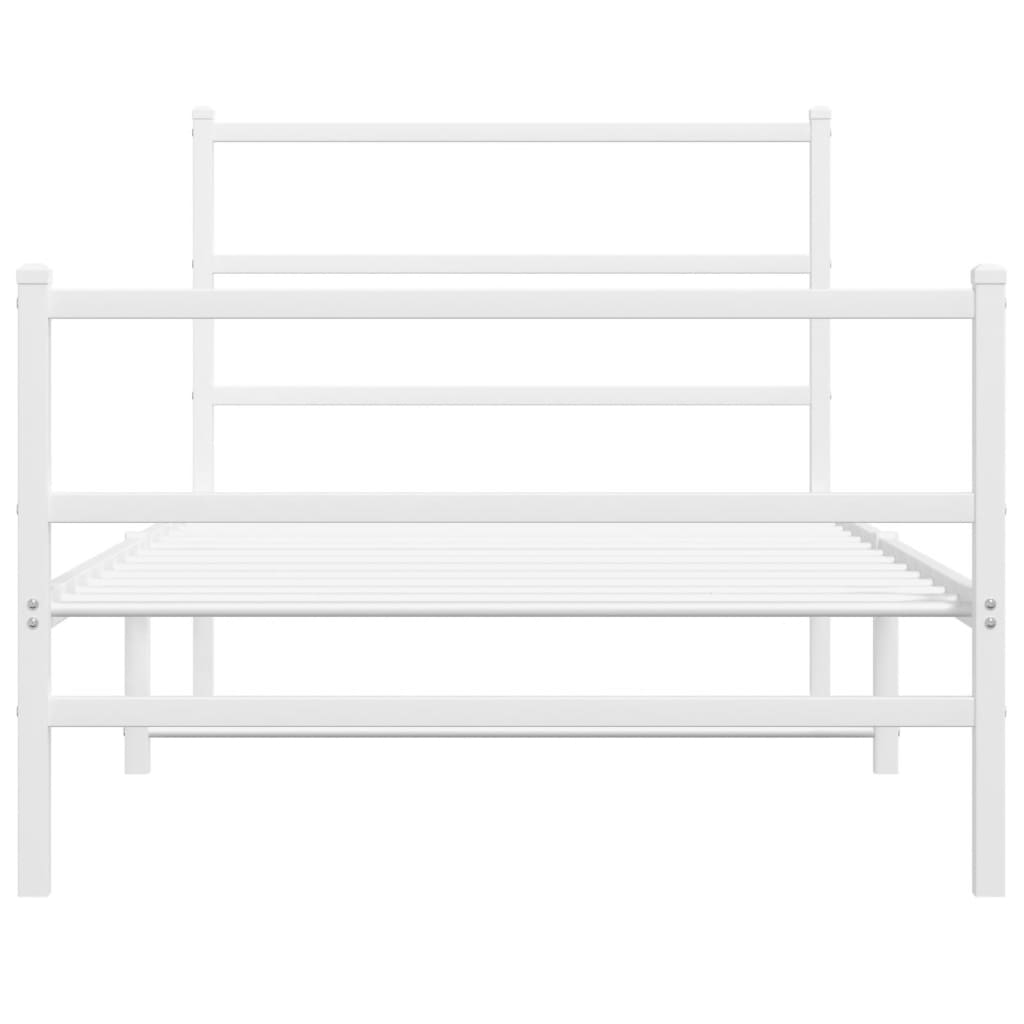 vidaXL Cadre de lit métal sans matelas et pied de lit blanc 100x200 cm