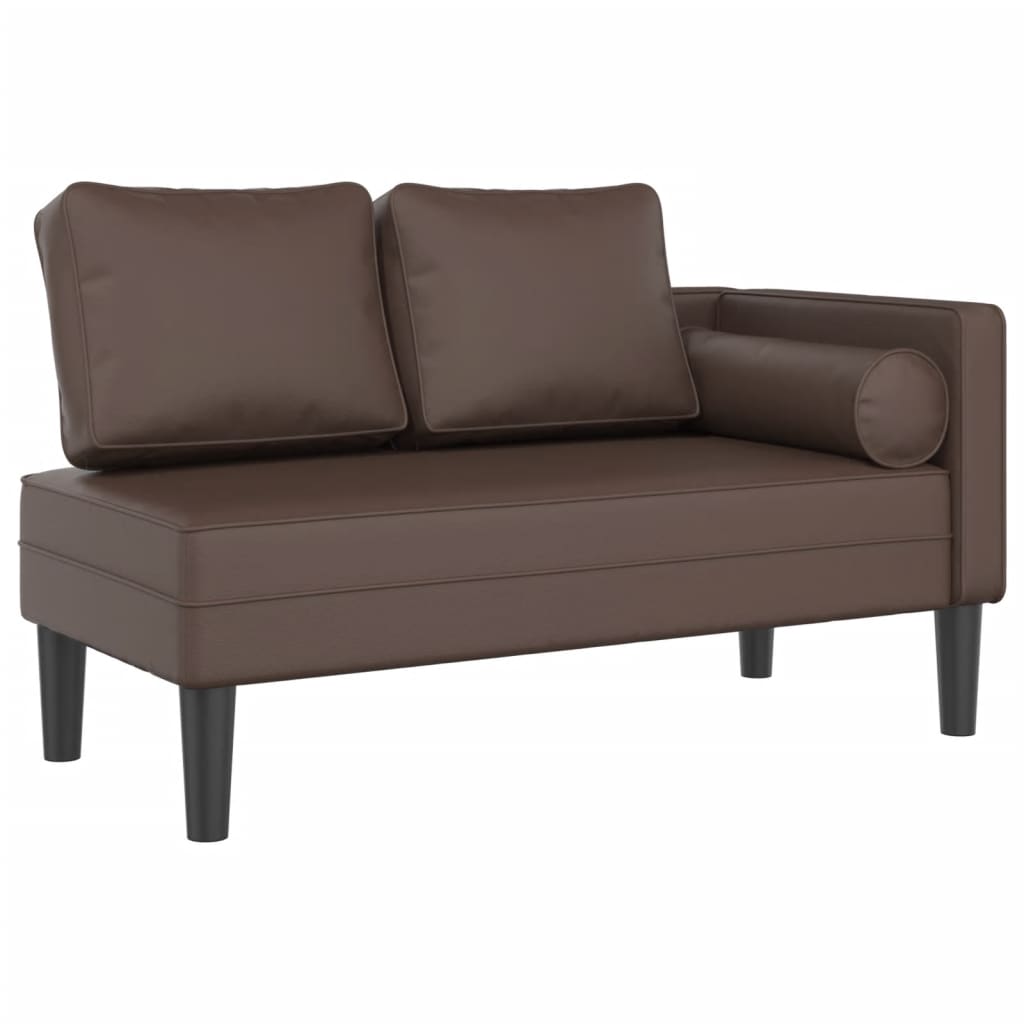 vidaXL Chaise longue avec coussins marron similicuir