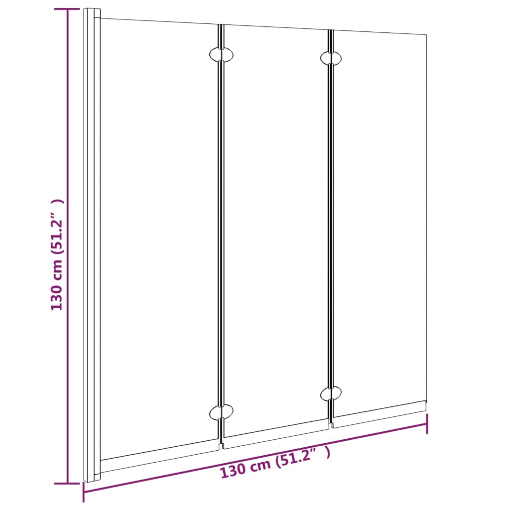 vidaXL Cabine de douche pliable 3 panneaux 130x130 cm ESG Noir