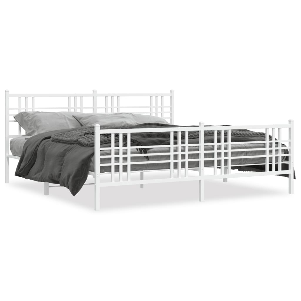 vidaXL Cadre de lit métal sans matelas et pied de lit blanc 183x213 cm