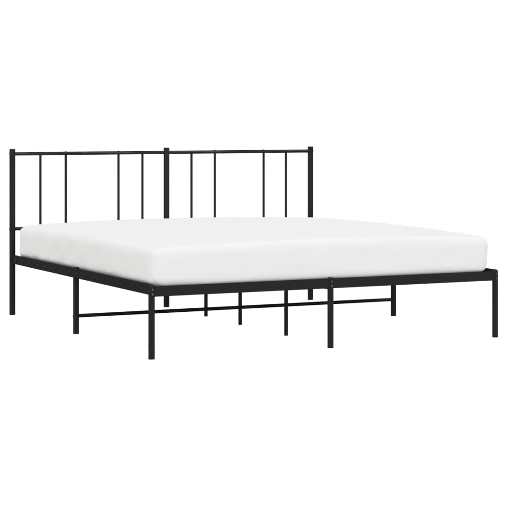 vidaXL Cadre de lit métal sans matelas avec tête de lit noir 193x203cm