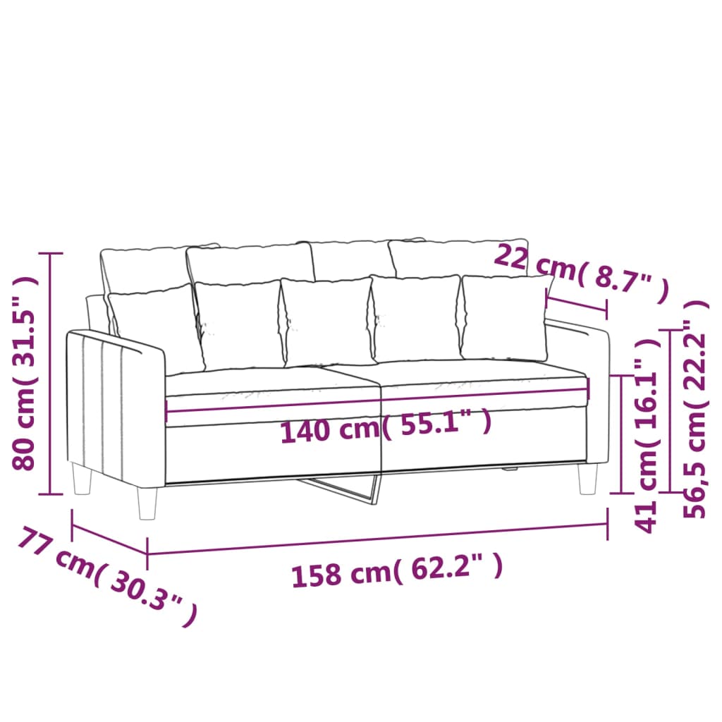 vidaXL Canapé à 2 places Jaune 140 cm Velours