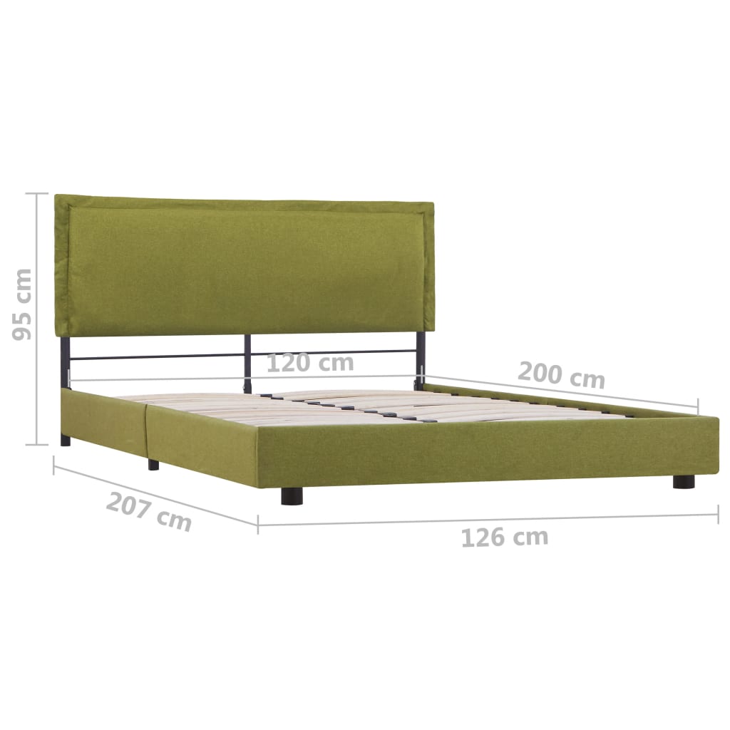 vidaXL Cadre de lit sans matelas vert tissu 120x200 cm