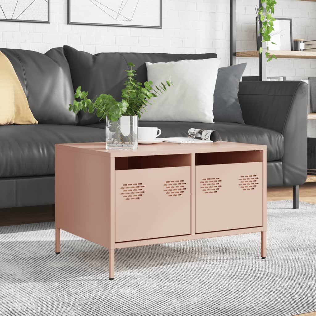 vidaXL Meuble TV rose 68x50x43,5 cm acier laminé à froid