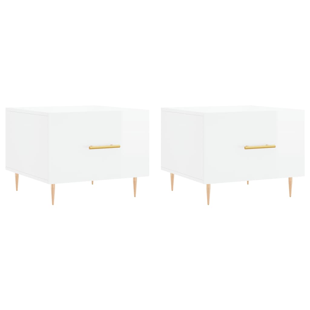 vidaXL Tables basses 2 pcs blanc brillant 50x50x40cm bois d'ingénierie