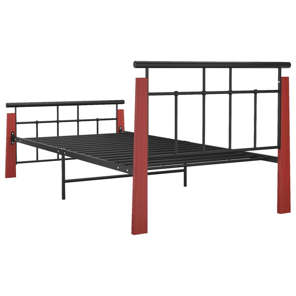 vidaXL Cadre de lit sans matelas métal bois de chêne massif 90x200 cm